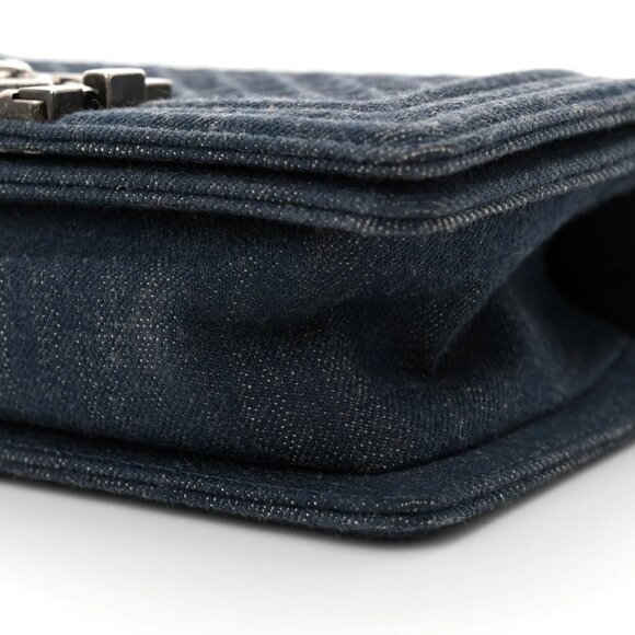 Chanel Denim Embossed Small Boy Flap Blue Shoulder Bag Crossbody - Picture 5 of 9